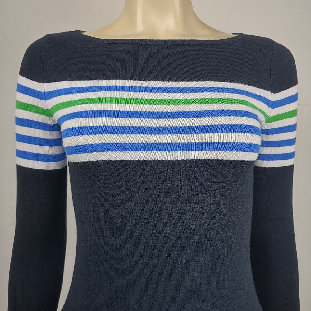 Lilly Pulitzer dark blue white striped cotton blend knit top thin sweater XS - Picture 2 of 8